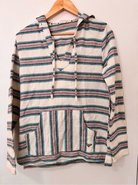 Roxy Tequila 2 Baja Striped Hooded Poncho Hoodie NWT Size S